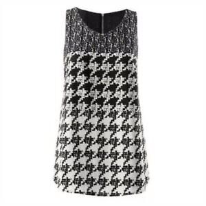 Cabi 3090 Women's Blouse Tank Brocken Check Houndstooth Zip Back Shell Small